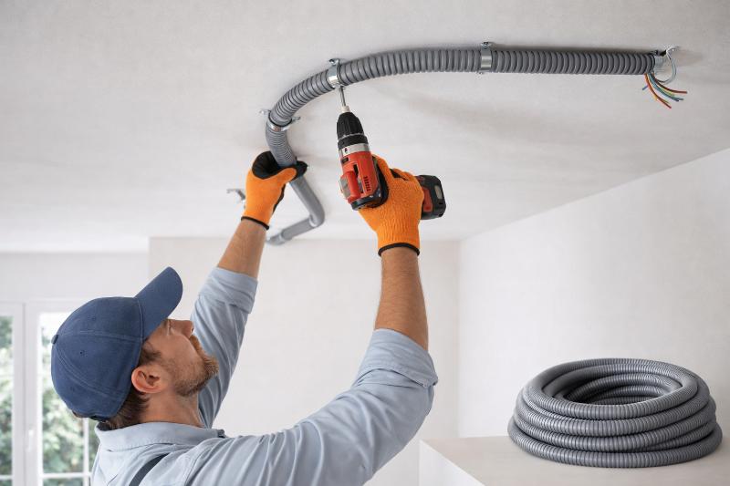 Ống ruột gà nhựa PVC nhẹ nhàng, linh hoạt, dễ dàng uốn cong khi đi dây âm trần.